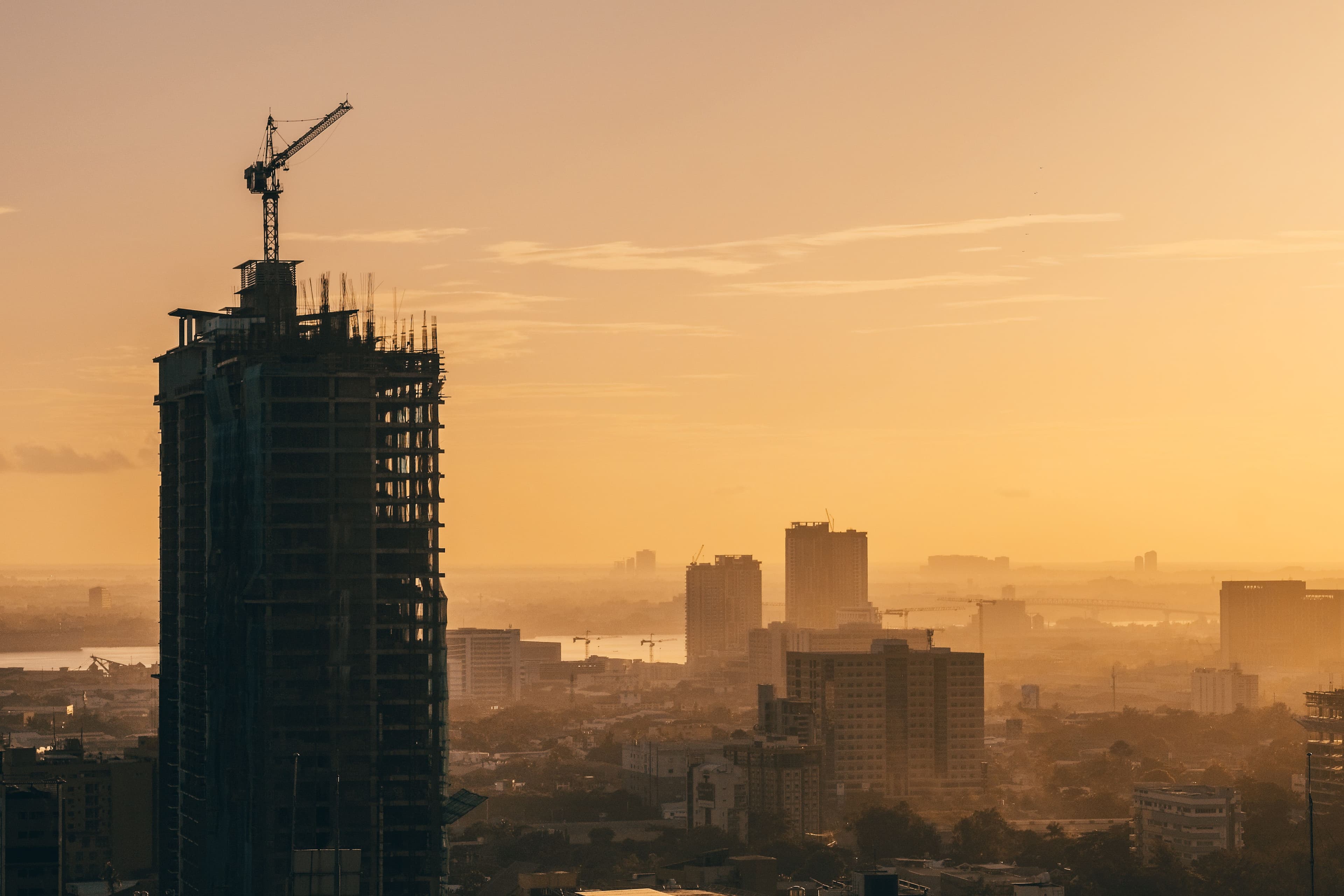 The Karachi skyline at sunset